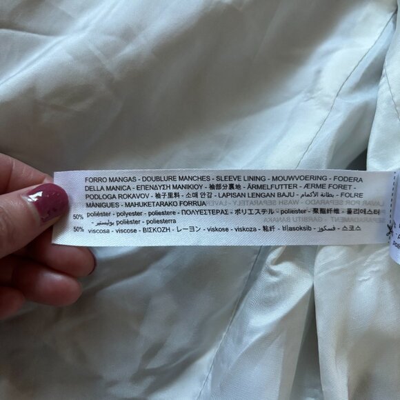 Zara Oversized Linen Blend Roll Up Sleeve Open Front Navy Blue Blazer Size XS - Picture 5 of 11